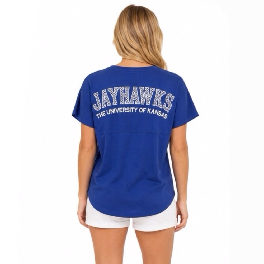 Kansas Jayhawks Womens T Shirt Size Medium Top Textured Front and Back Logo
